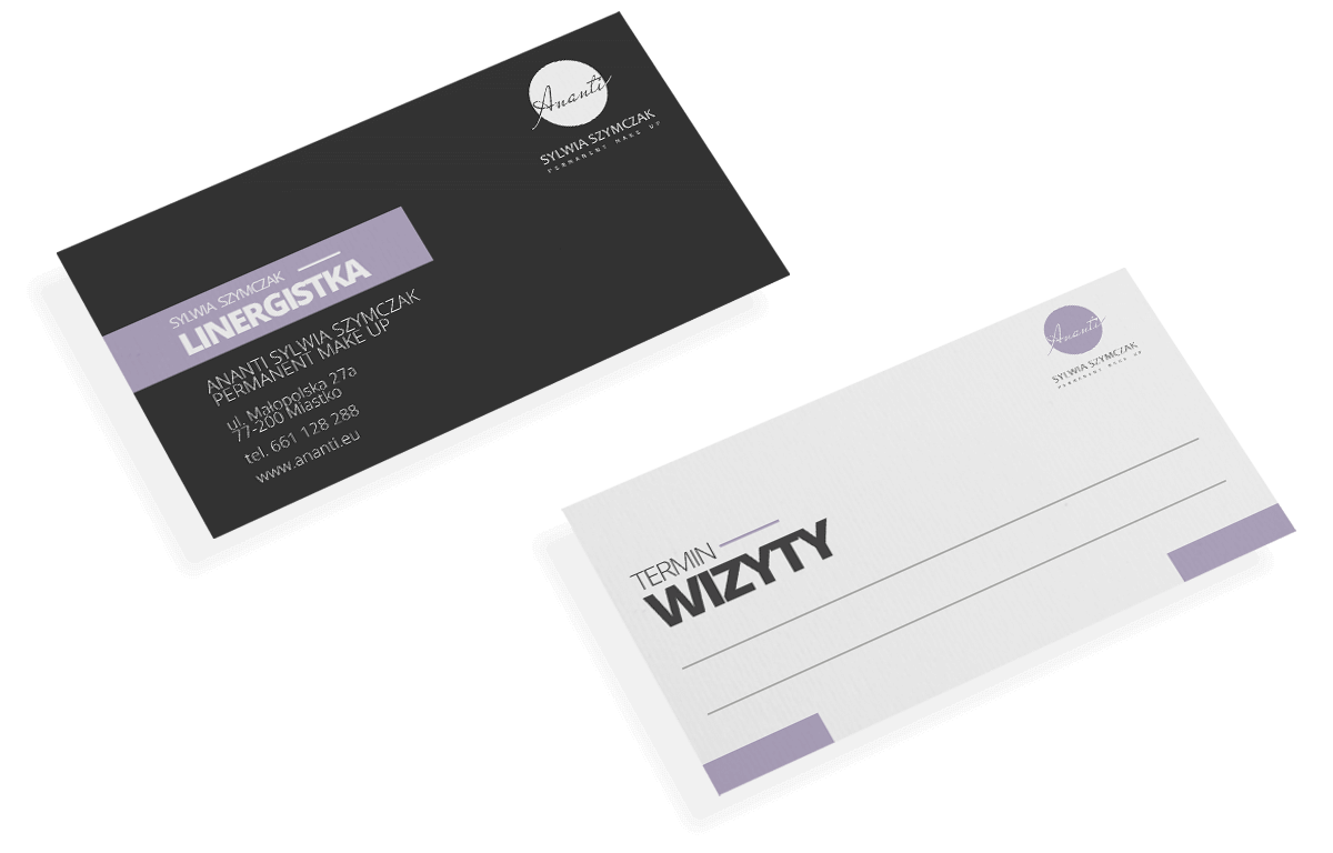 wizytówka dla salonu kosmetycznego