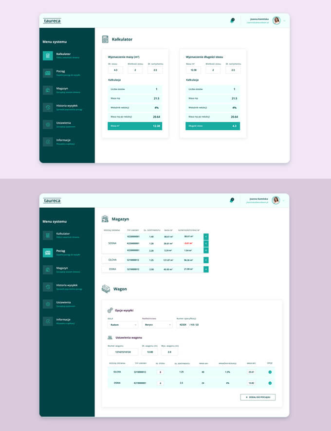 Aplikacja internetowa do obłsugi spedycji drewna