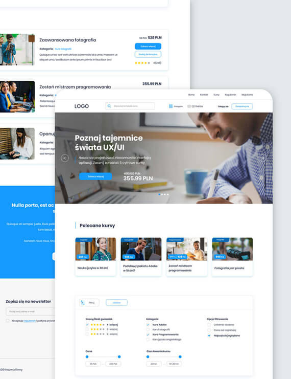 Stwrzona aplikacje internetowa do sprzedaży kursów online