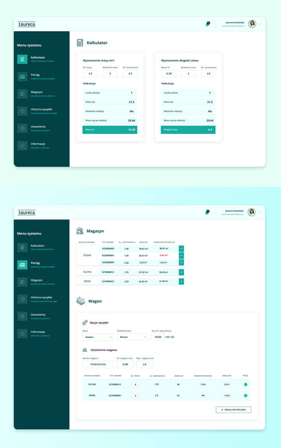 Projekt aplikacji internetowej do zarządzania wysyłką drewna