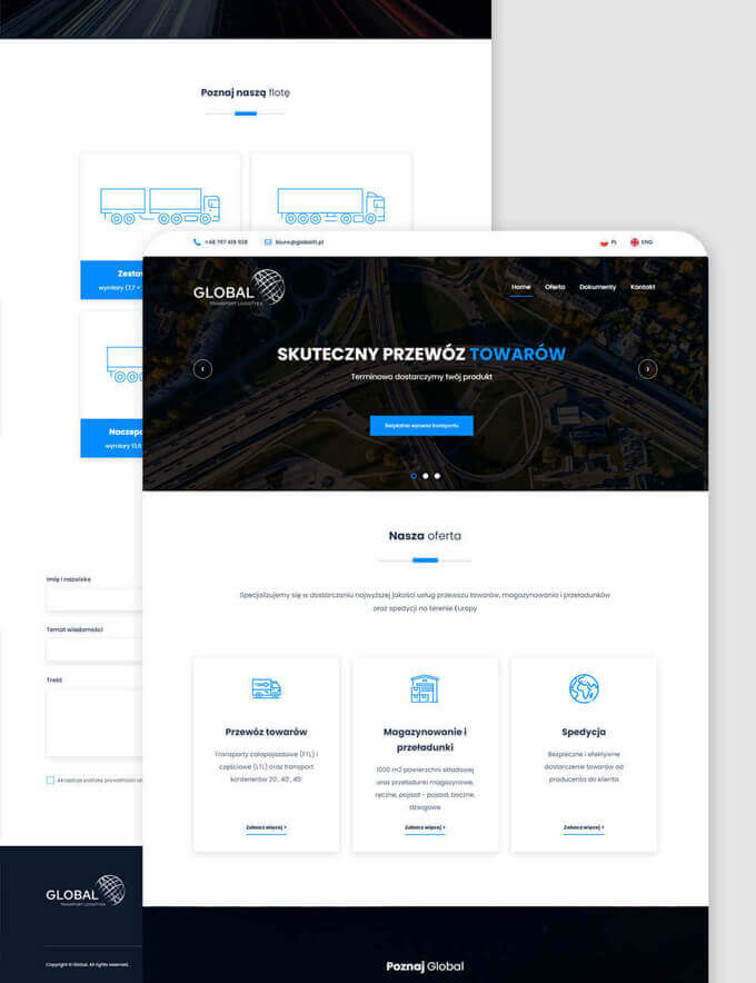Strona internetowa dla branży transportowej