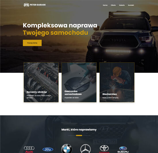 Strona internetowa dla warsztatu samochodowego